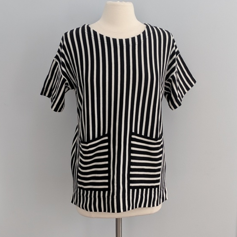 Madewell Black and White Striped Blouse